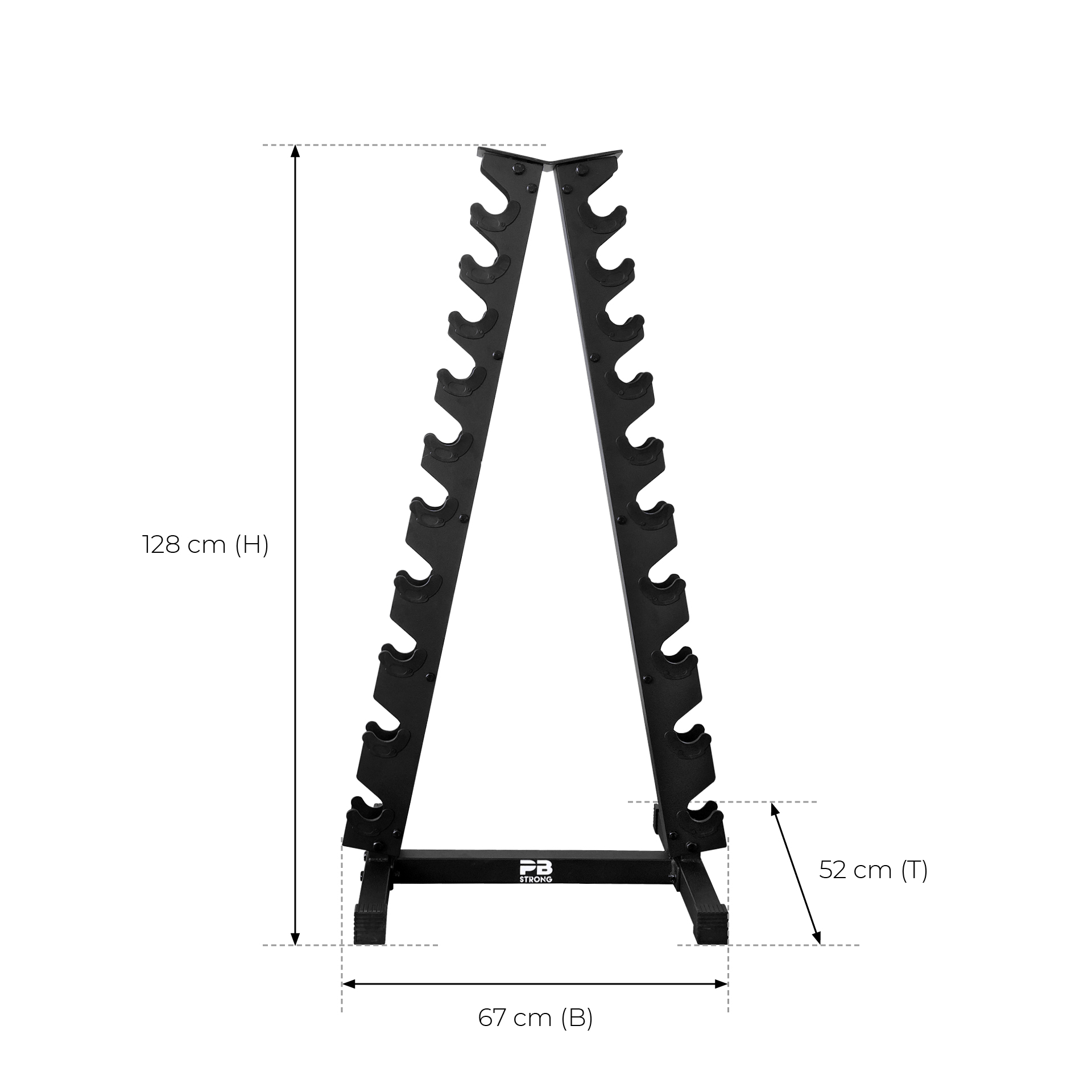 PB Strong Kurzhantelpyramide 10 Paar schwarz  PB Strong Kurzhantelpyramide 10 Paar schwarz