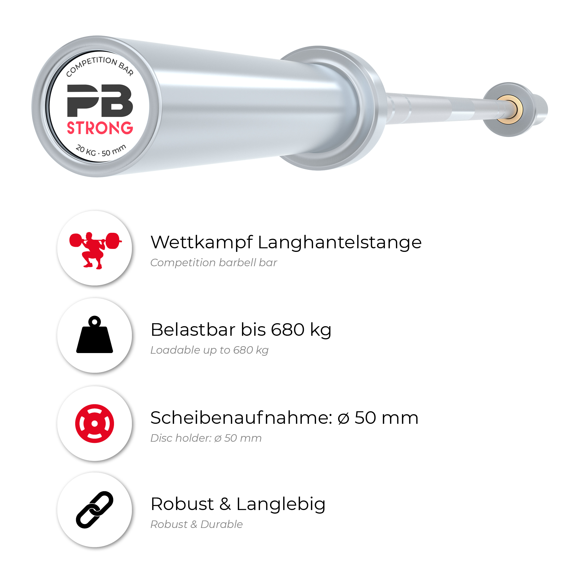 PB Strong Wettkampf Langhantelstange 20 kg